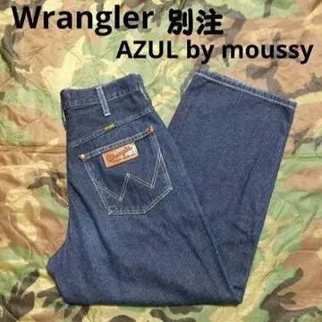 Wrangler 별주 AZUL by moussy 턱 와이드 배기 데님