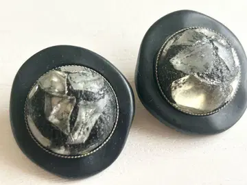 골동품 이탈리아제 ITALY 블랙 x 투명감 개성파 vintage 귀찌