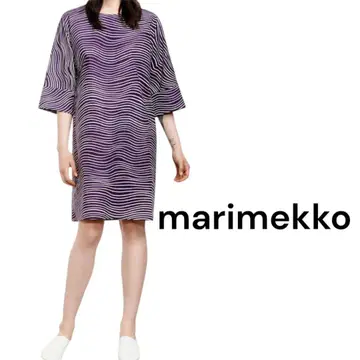 마리메꼬 marimekko 원피스 긴팔 무릎 기장 물결 패턴 코튼 XS