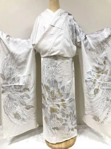 후리소데 미재단 제품 순수 실크 은사 원단