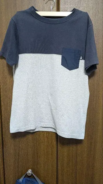 바이컬러 T셔츠 네이비 그레이