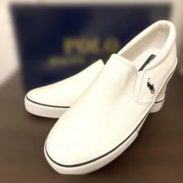 [미사용 새상품] 폴로 랄프로렌 23.5cm 화이트 스니커즈 슬립온