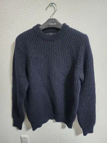 블랙 골드 리브 데미지 스웨터 데미지 니트