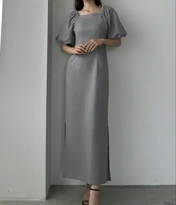 [새상품급] [페치 스커트 set] 린넨 혼방 스퀘어 넥 I라인 원피스