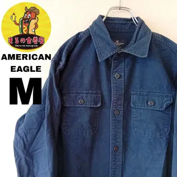 USA 구제 AMERICAN EAGLE 헤비 플란넬 셔츠 M 네이비