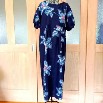 파란 꽃 롱 원피스 유카타 리메이크 옷감으로 제작