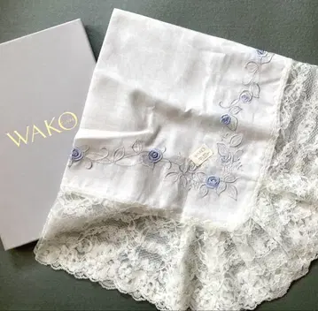 새상품 WAKO 긴자 와코 무릎담요 손수건 레이스 자수 박스형