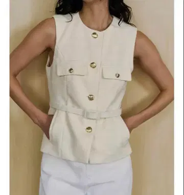 ZARA 자라 아이보리 버튼 베스트 허리 벨트 XS