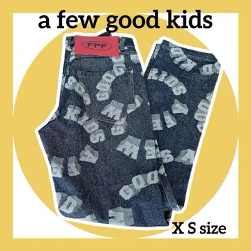 A FEW GOOD KIDS 로고 프린트 블루 데님 팬츠 XS 사이즈