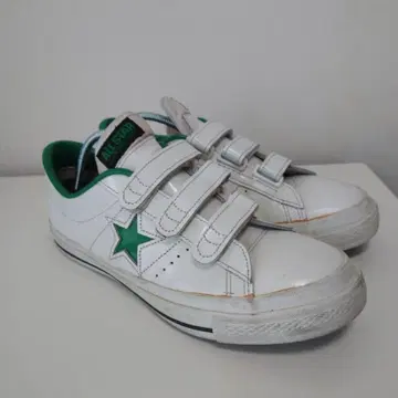 컨버스 원스타 벨크로 화이트, 그린 27cm