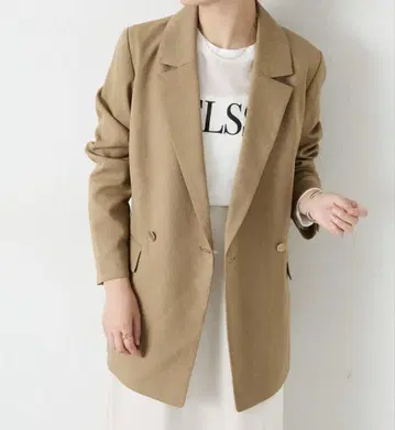 콜라주 개럴개런트 베이지 더블 버튼 테일러드 자켓