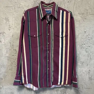 80년대 90년대 Wrangler 웨스턴 셔츠 빈티지 스트라이프 긴팔