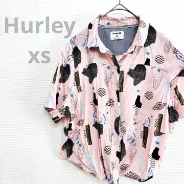 Hurley 여성용 반팔 셔츠 XS 핑크 올 패턴 크롭