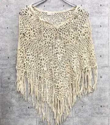 MORI-KEI 모리걸 보헤미안 구제 의류 크로셰 니트 프린지 판초