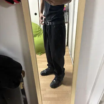 랄프 로렌 블랙 스트레이트 데님 팬츠