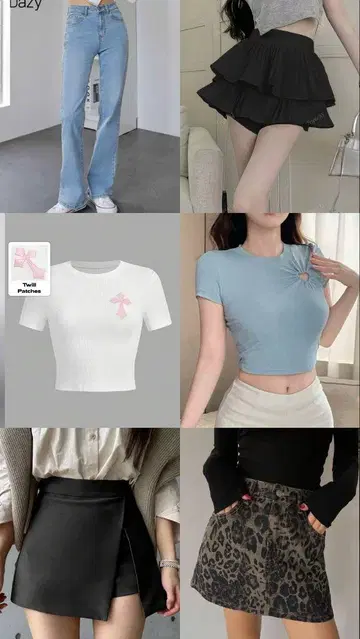 SHEIN 인기 상품 6점 묶음 판매 치마바지 상의 팬츠