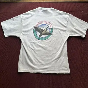 80년대 Eddie Bauer 티셔츠 블랙 택 싱글 스티치 에디바