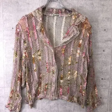 페어리 그런지 코티지코어 구제 꽃무늬 레이스 크로쉐 니트 가디건