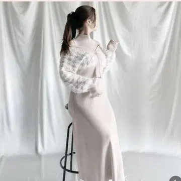 자카드 가디건 레이어드 니트 원피스 NOMAE