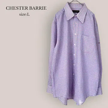 CHESTER BARRIE 새상품급 코튼 린넨 셔츠 체크 긴팔 남성용
