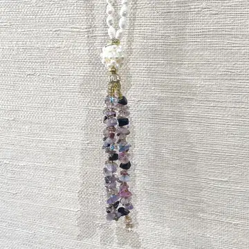 담수 진주 롱 목걸이 수정