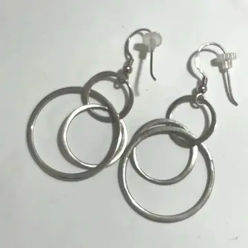실버 925 3연 링 귀걸이 약 5cm