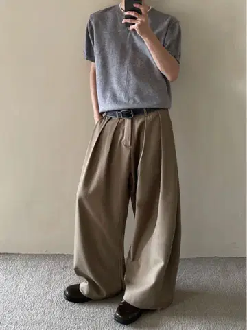턱 와이드 슬랙스 남성 바지 Tuck Wide SLACKS OR4355
