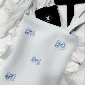 jiltu ribbon frill tote bag blue 스카이블루