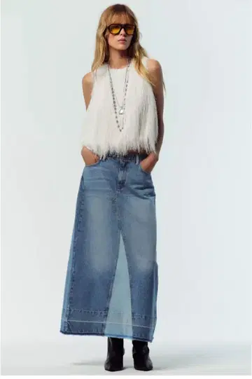 ZARA 프린지 크롭 상의
