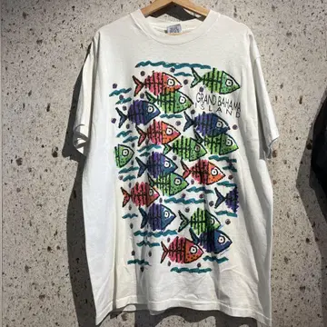80s-90s GRAND BAHAMA ISLAND 아트 프린트 티셔츠