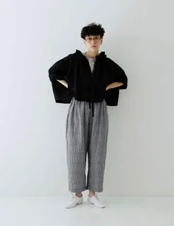 nest Robe 코튼 린넨 깅엄 체크 이지 팬츠