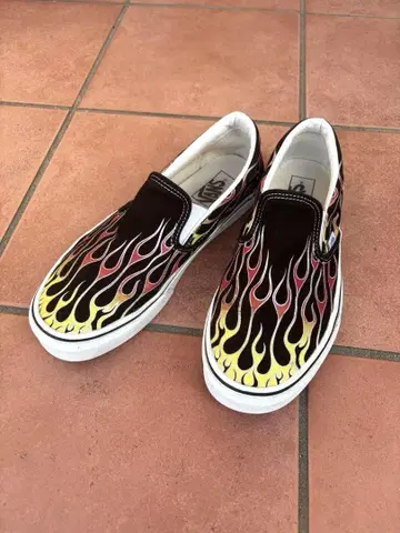 레어 VANS 반스 슬립온 프레임 불꽃 스니커즈 27.5