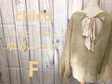 chico 치코 니트 스웨터 백리본 베이지 F