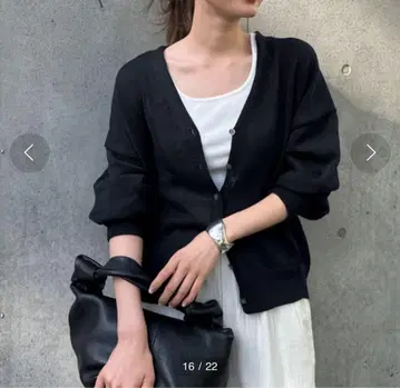 FRAMeWORK GIMA V넥 코튼 가디건 네이비