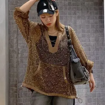 멜란지 메쉬 아노락 후디/JEANASIS