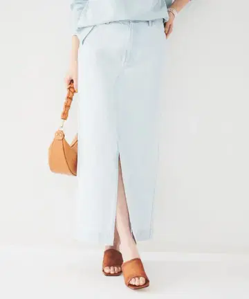 언타이틀 데님 스커트 화이트