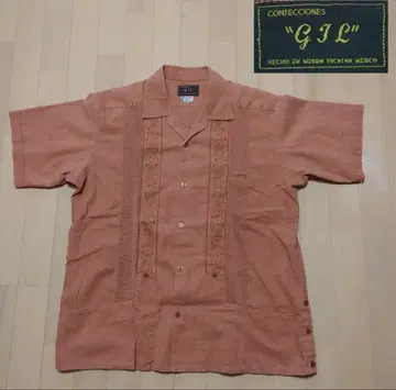 GIL 빈티지 쿠바 셔츠 멕시코제 LINEN 린넨 테라코타