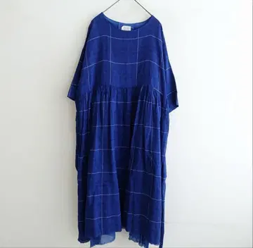 H+ HANNOH WESSEL 린넨 체크 와이드 원피스
