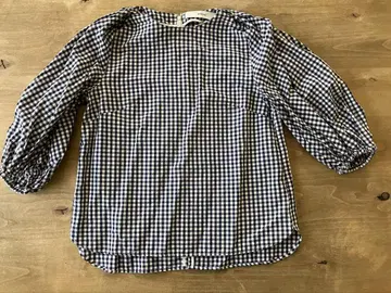 saqui vichy big sleeve blouse