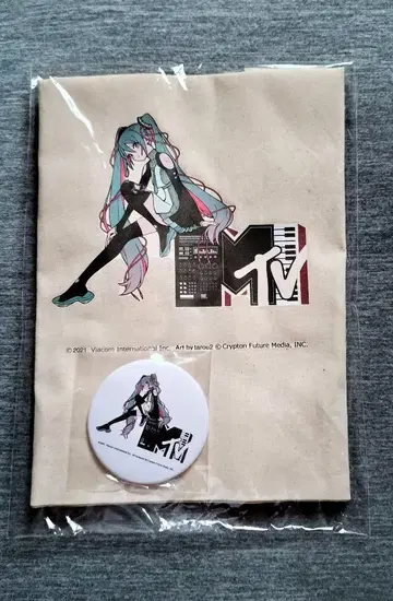 하츠네 미쿠 MTV 캔뱃지 토트백 [ 미개봉 새상품 ] 콜라보 아트