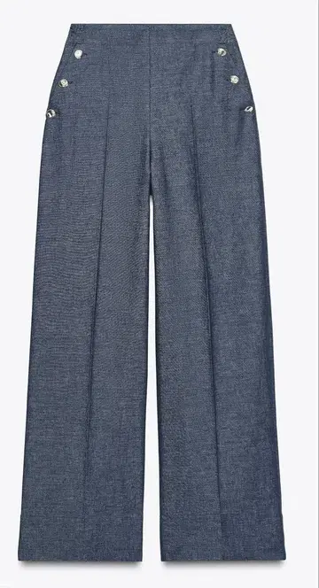 ZARA 린넨 버튼 와이드 팬츠 M