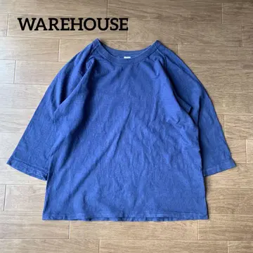 WAREHOUSE 프리덤 슬리브 7부 소매 티셔츠 네이비 XL 사이즈