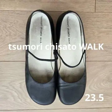 츠모리치사토 23.5cm 블랙 플랫슈즈 밴딩 스트랩