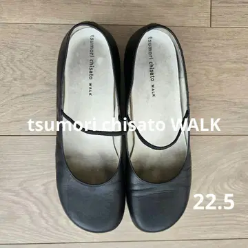 츠모리치사토 22.5cm 블랙 플랫슈즈 밴딩 스트랩