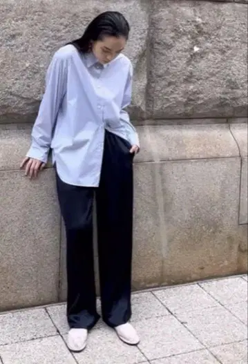 neau SATIN EASY PANTS 네이비 사이즈 1
