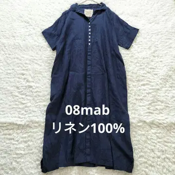 제로하치마브 08mab 린넨 100% 셔츠 롱 원피스 넉넉한 스타일