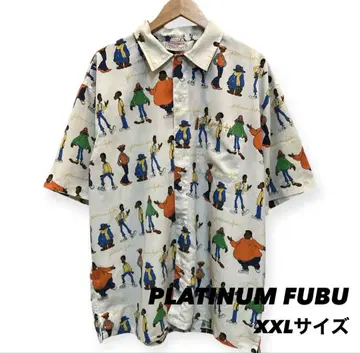 PLATINUM FUBU 올 패턴 프린트 반팔 버튼 다운 셔츠