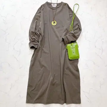 새상품급 베리떼꾸르 코튼 롱 원피스 긴팔 차콜 F