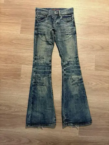 Jaded London Mid Blue Drift Flared Jeans