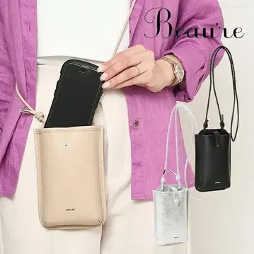 508536 [BEAURE] 카우 가죽 싸개 버튼 포인트 모바일 숄더